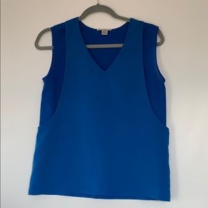 Blue V-neck blouse